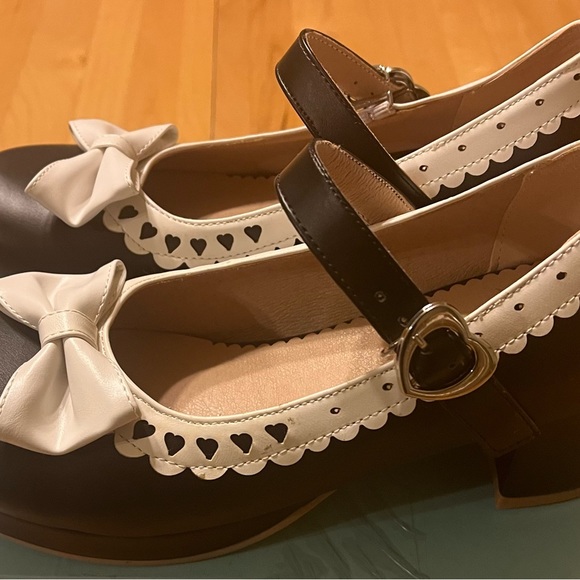 ELFY WOMEN BOW MARY JANE SHOES ANKLE STRAP LOLITA SWEET BLOCK MID HEELS PUMPS - Picture 6 of 8